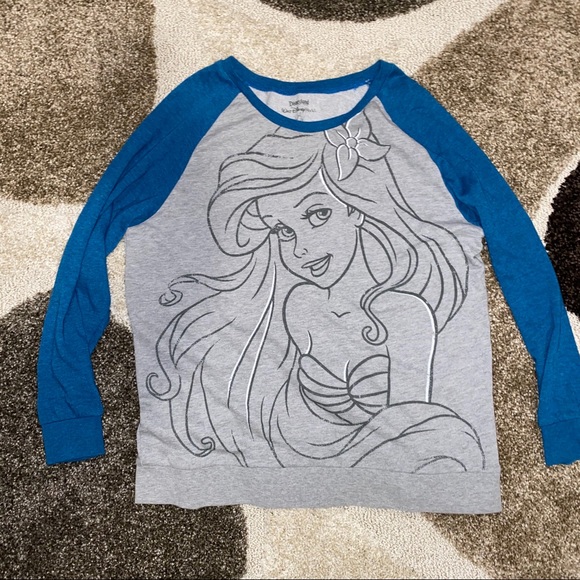 NWT Disney Princess Ariel Mermaid Top Shirt Tee 4 7 Long Slv Aqua In Gift Box